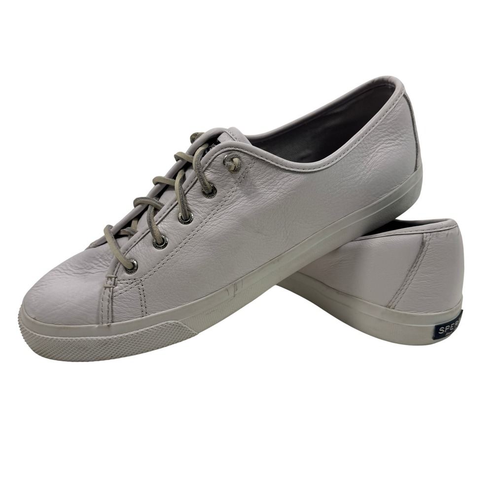 Sperry Women Leather Lace Up Sneakers White Casual Shoes‎ Size US 12